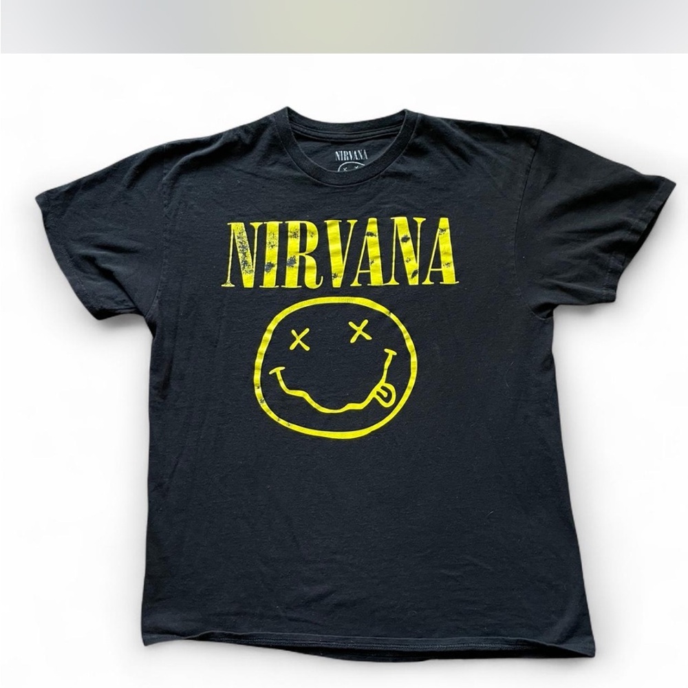 NIRVANA Black Tee with Vibrant Yellow Graphic